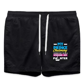 Mein Märchenprinz Ist Ein Heißer Maler - Badeshorts - Schwarz - Vorne - AI Model Male 185 light (185cm)