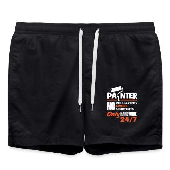 Peintre uniquement travail acharné 24h/24 et 7j/7 pas de luxe - Short de bain - noir - Devant - AI Model Male 185 light (185cm)