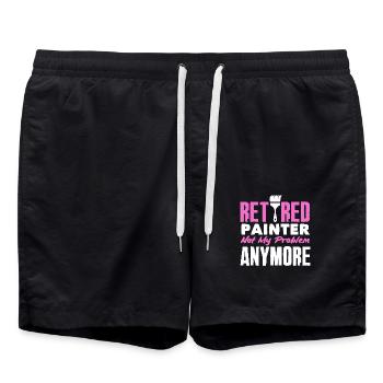 Retired painter not my problem anymore - Swim Trunks - black - Front - AI Model Male 185 light (185cm)