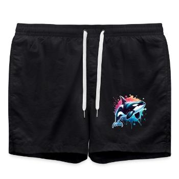 Orca Killer Whale - Swim Trunks - black - Front - AI Model Male 185 light (185cm)