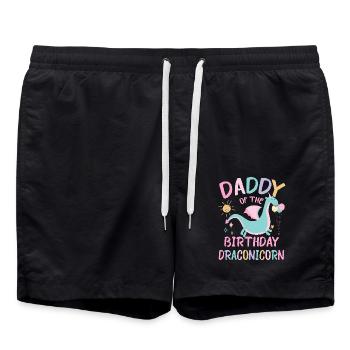 Papa De La Fille D’anniversaire Fête De Famille Dracon - Short de bain - noir - Devant - AI Model Male 185 light (185cm)