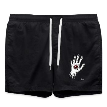 White zombie hand with eye - Swim Trunks - black - Front - AI Model Male 185 light (185cm)