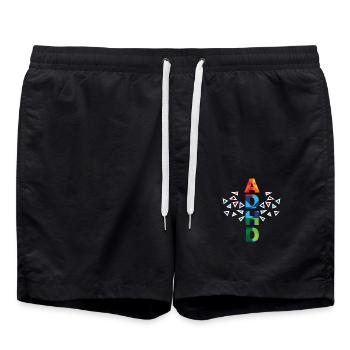 Buntes Design zur Sensibilisierung für ADHS - Badeshorts - Schwarz - Vorne - AI Model Male 185 light (185cm)