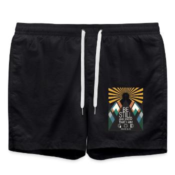 Be still and know that I'm god - Swim Trunks - black - Front - AI Model Male 185 light (185cm)