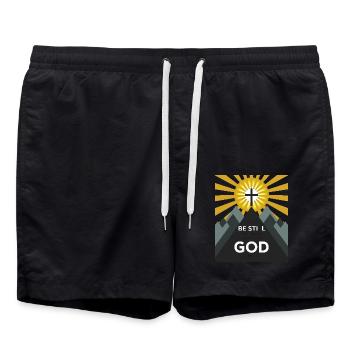 Be still and know that I'm god - Swim Trunks - black - Front - AI Model Male 185 light (185cm)