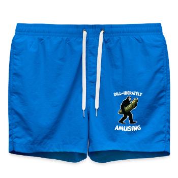 Dill-iberately amusing. Pickle Dill Bigfoot Sasqua - Swim Trunks - cobalt blue - Front