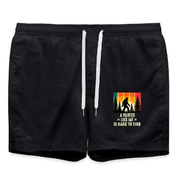 Painter Is Hard To Find, Funny Bigfoot Sasquatch - Swim Trunks - black - Front - AI Model Male 185 light (185cm)