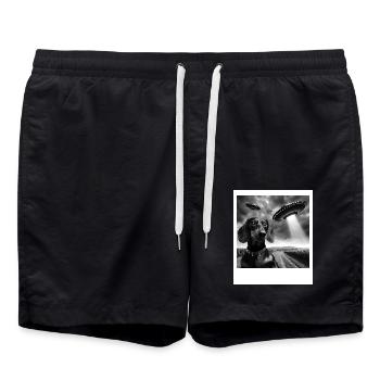 Teckel Chien Maman Papa Drôle Graphique Selfie OVNI Nous - Short de bain - noir - Devant - AI Model Male 185 light (185cm)