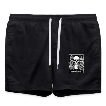 Stay Positive Coffee Lover Vintage Skeleton Sarcas - Swim Trunks - black - Front - AI Model Male 185 light (185cm)