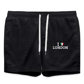 J’aime Londres Italie Cool Heart Drapeau Paris France - Short de bain - noir - Devant - AI Model Male 185 light (185cm)