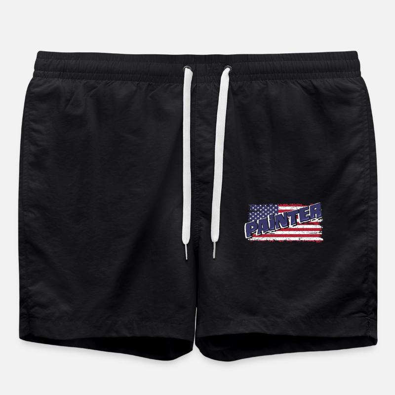 Peintre Pride Drapeau Américain - Short de bain - noir
