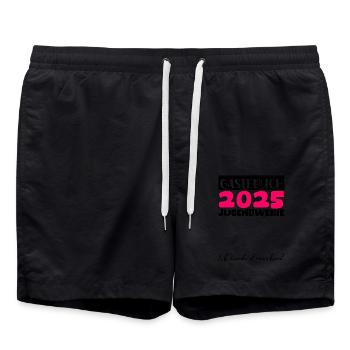 Jugendweihe 2025 Gästebuch Geschenk Mädchen Jungen - Badeshorts - Schwarz - Vorne - AI Model Male 185 light (185cm)