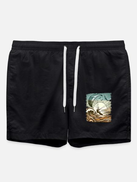 Kitesurfing Kitesurf Kitesurfer Kiteboard - Swim Trunks - black