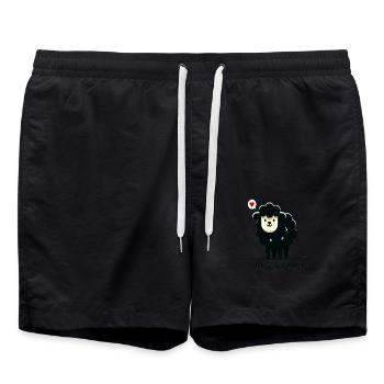 Cartoon Black Sheep - Swim Trunks - black - Front - AI Model Male 185 light (185cm)