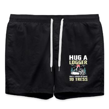 Hug a Logger für einen Waldarbeiter Holzfäller - Badeshorts - Schwarz - Vorne - AI Model Male 185 light (185cm)