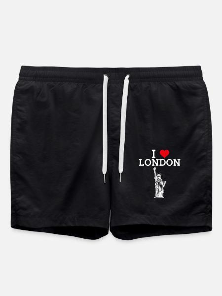 J’aime Londres Statue De La Liberté Coeur Drapeau Paris - Short de bain - noir