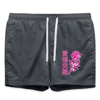 Japanese Rose Streetwear Love/Hate Combines - Swim Trunks - anthracite - Front - AI Model Male 185 light (185cm)