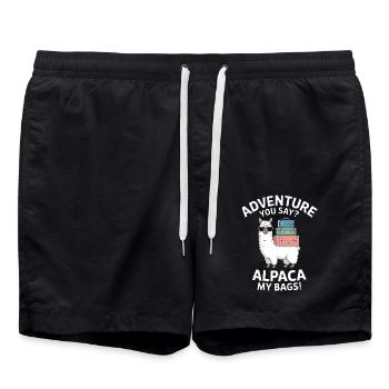 Alpaca Saying Travel Llama Funny Alpaca Gift - Swim Trunks - black - Front - AI Model Male 185 light (185cm)