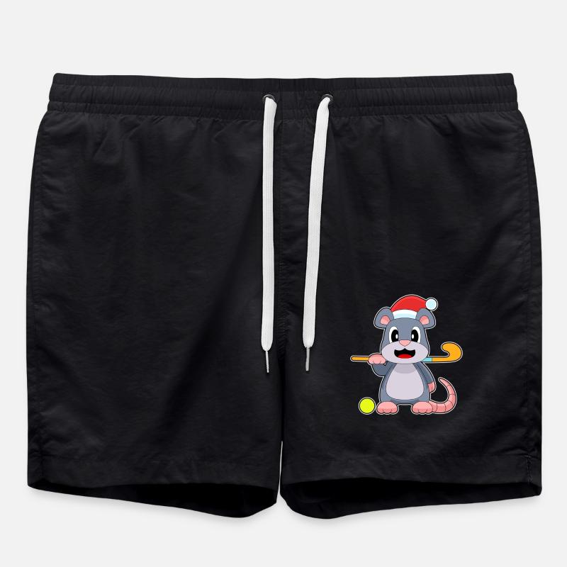 Mouse Christmas Hockey - Swim Trunks - black