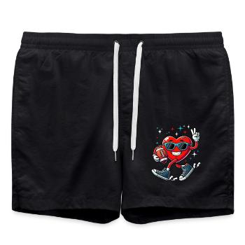 Valentinstag Football Chucks Herz Amerika Lustig - Badeshorts - Schwarz - Vorne - AI Model Male 185 light (185cm)