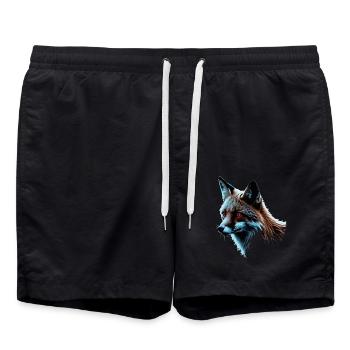 Lustiges Fuchs Fox Kunst Tier Natur Wildtier Tiere - Badeshorts - Schwarz - Vorne - AI Model Male 185 light (185cm)