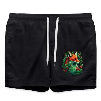 Lustiges Fuchs Fox Kunst Tier Natur Wildtier Tiere - Badeshorts - Schwarz - Vorne - AI Model Male 185 light (185cm)