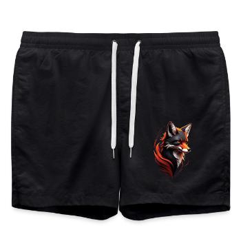 Lustiges Fuchs Fox Kunst Tier Natur Wildtier Tiere - Badeshorts - Schwarz - Vorne - AI Model Male 185 light (185cm)