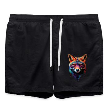 Funny Fox Fox Art Animal Nature Wildlife Animals - Swim Trunks - black - Front - AI Model Male 185 light (185cm)