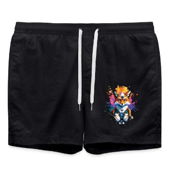 Funny Fox Fox Art Animal Nature Wildlife Animals - Swim Trunks - black - Front - AI Model Male 185 light (185cm)