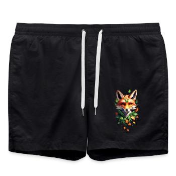 Funny Fox Fox Art Animal Nature Wildlife Animals - Swim Trunks - black - Front - AI Model Male 185 light (185cm)