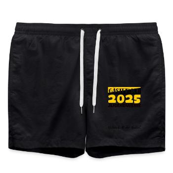 Jugendweihe 2025 Gästebuch Geschenk Mädchen Jungen - Badeshorts - Schwarz - Vorne - AI Model Male 185 light (185cm)