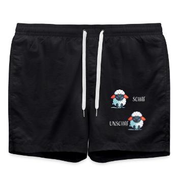Schaf Unschaf lustiges cooles Geschenk - Badeshorts - Schwarz - Vorne - AI Model Male 185 light (185cm)