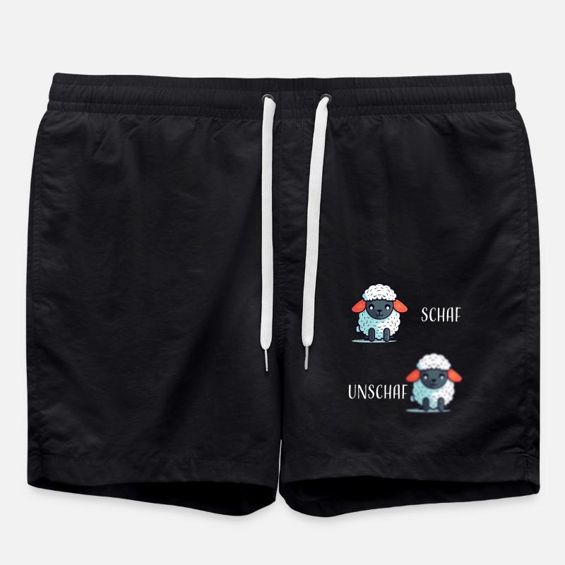 Schaf Unschaf lustiges cooles Geschenk - Badeshorts - Schwarz