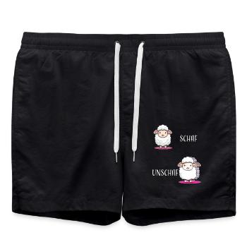 Schaf Unschaf lustiges cooles Geschenk - Badeshorts - Schwarz - Vorne - AI Model Male 185 light (185cm)