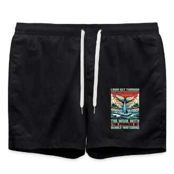 Whale Watching I Only Get Through The Week Sailing - Badeshorts - Schwarz - Vorne - AI Model Male 185 light (185cm)