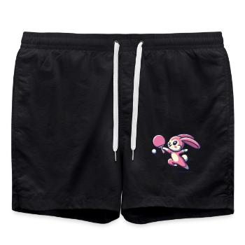 Kawaii Bunny Plays Table Tennis Cute - Swim Trunks - black - Front - AI Model Male 185 light (185cm)