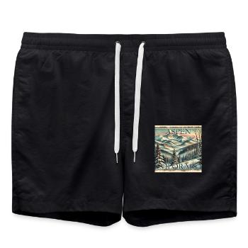 Aspen Skigebiet Ski Snowboard Winter Vintage - Badeshorts - Schwarz - Vorne - AI Model Male 185 light (185cm)