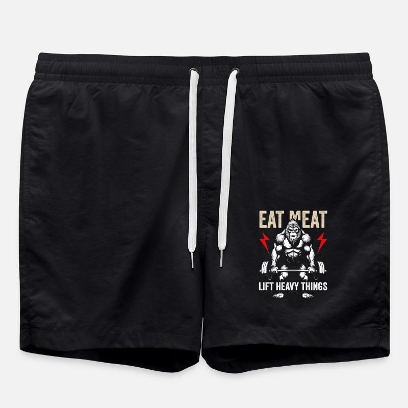 Eat Meat, Lift Heavy Things - Swim Trunks - black