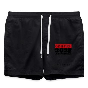Jugendweihe 2025 Gästebuch Geschenk Mädchen Jungen - Badeshorts - Schwarz - Vorne - AI Model Male 185 light (185cm)