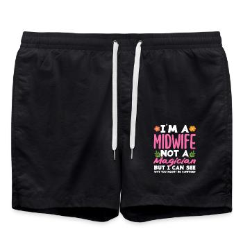 Midwife not magician confusing - Swim Trunks - black - Front - AI Model Male 185 light (185cm)