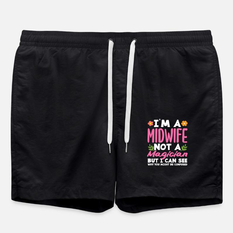 Midwife not magician confusing - Swim Trunks - black