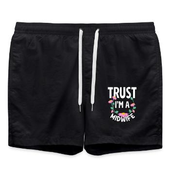 Croyez-moi, je suis sage-femme - Short de bain - noir - Devant - AI Model Male 185 light (185cm)