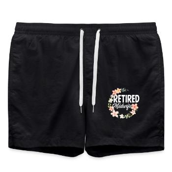 Ruhestand Hebamme Blumentraum - Badeshorts - Schwarz - Vorne - AI Model Male 185 light (185cm)