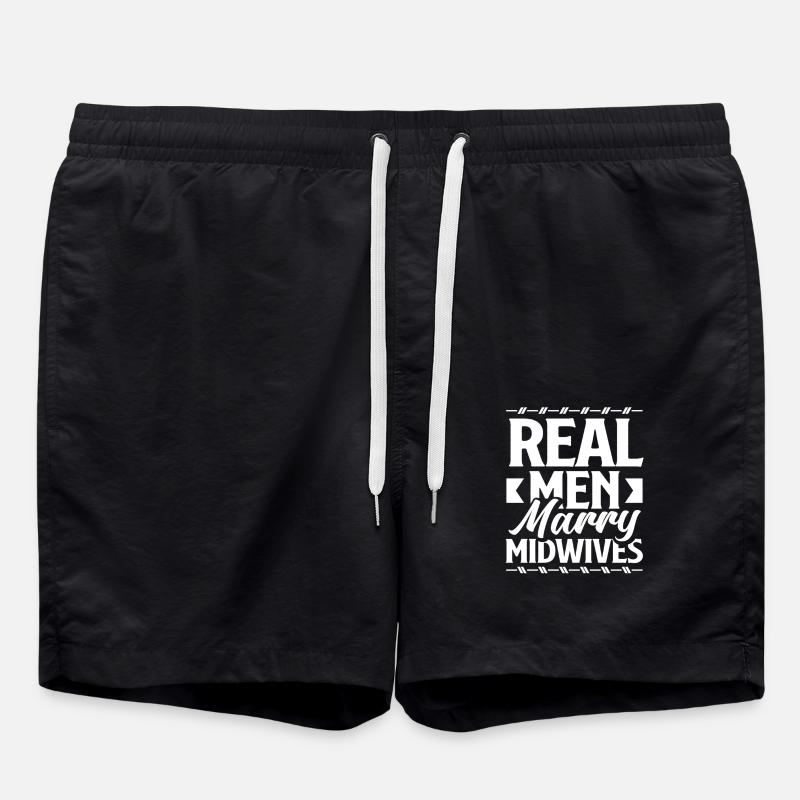 Real Men Marry Midwives - Swim Trunks - black