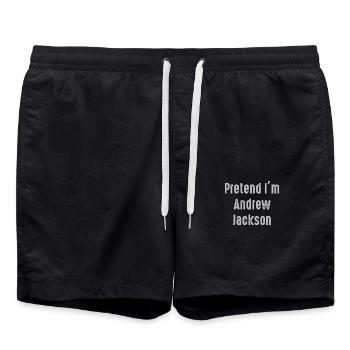 Tu so, als wäre ich Andrew Jackson Lustiges Kostüm 7. Presi - Badeshorts - Schwarz - Vorne - AI Model Male 185 light (185cm)