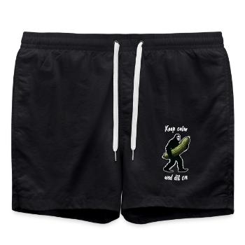 Bleiben Sie ruhig und machen Sie weiter. Pickle Dill Bigfoot Sasquat - Badeshorts - Schwarz - Vorne - AI Model Male 185 light (185cm)