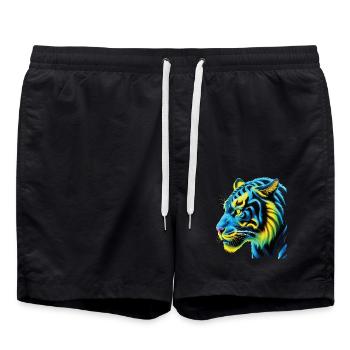 Drôle Tigre Art Animal Nature Faune Animaux Zoo - Short de bain - noir - Devant - AI Model Male 185 light (185cm)