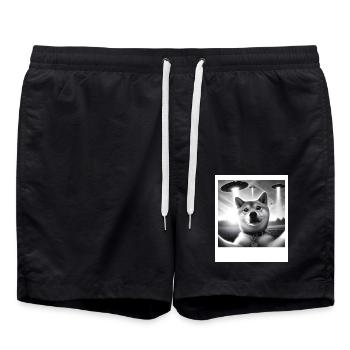 Shiba Inu Chien Papa Maman Drôle Graphique Selfie OVNI Nous - Short de bain - noir - Devant - AI Model Male 185 light (185cm)