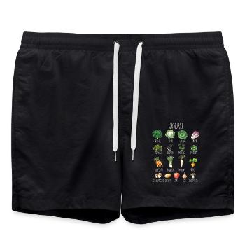 January Seasonal Fruit and Vegetable Collage - Swim Trunks - black - Front - AI Model Male 185 light (185cm)