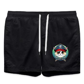 Carnival Cat Pirate Costume Kids Alaaf Helau - Swim Trunks - black - Front - AI Model Male 185 light (185cm)